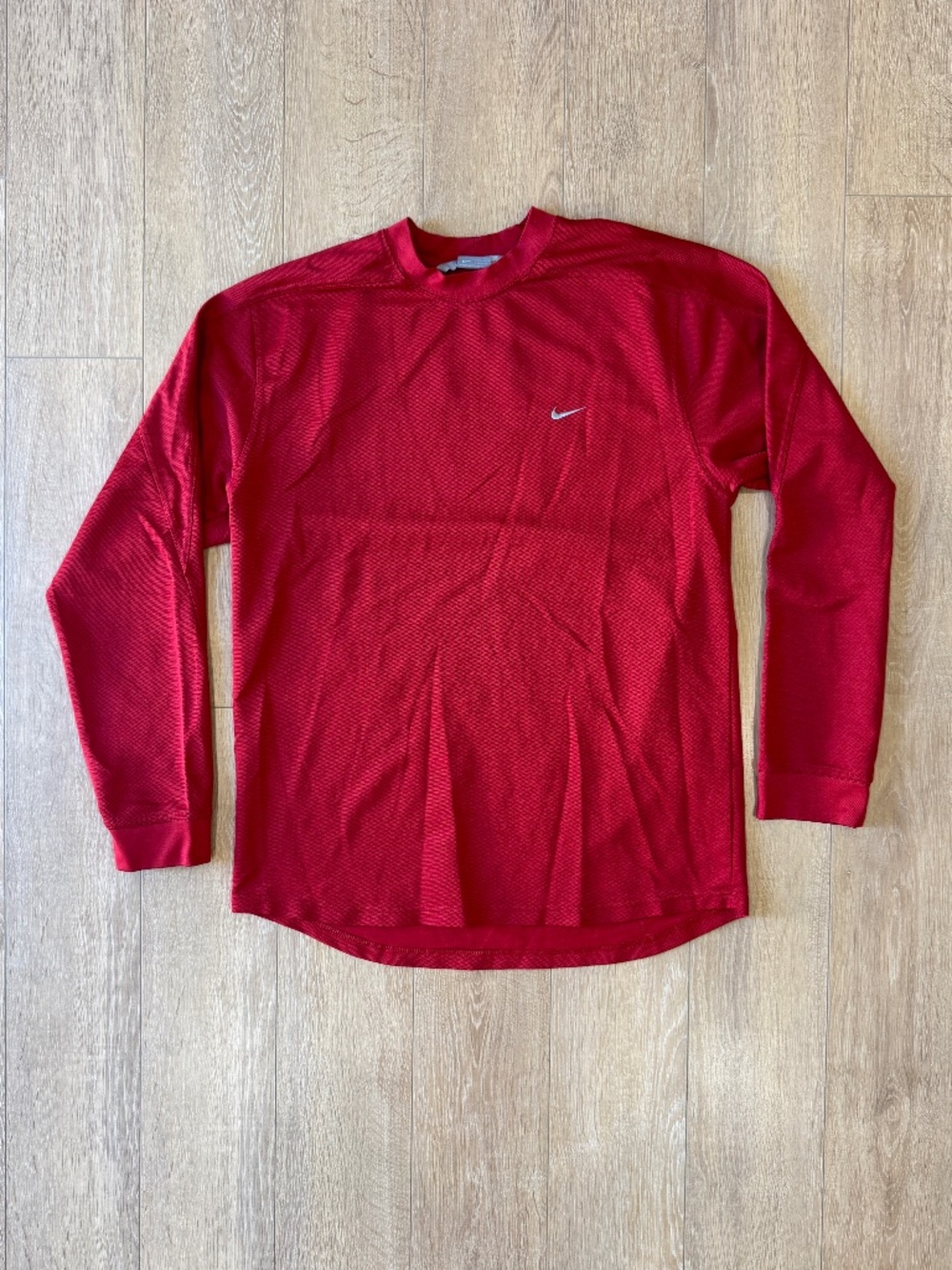 Nike Long Sleeve Performance Shirt Red Mens Medium Athletic Running Top